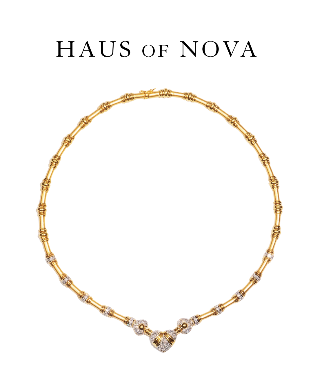 Bamboo gold with diamond necklace