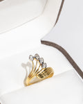 Peacock Tail Inspired Diamond Gold Ring