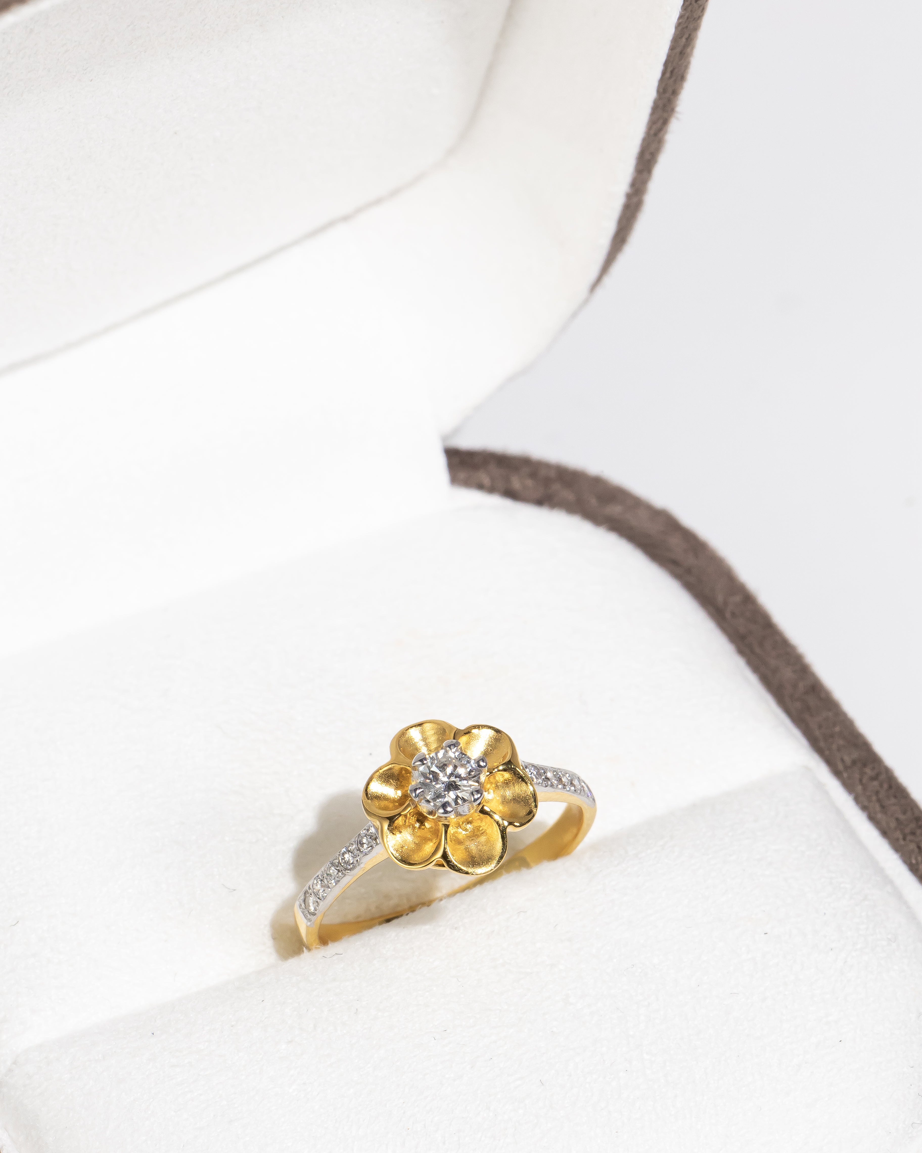 Thin Floral Diamond Ring