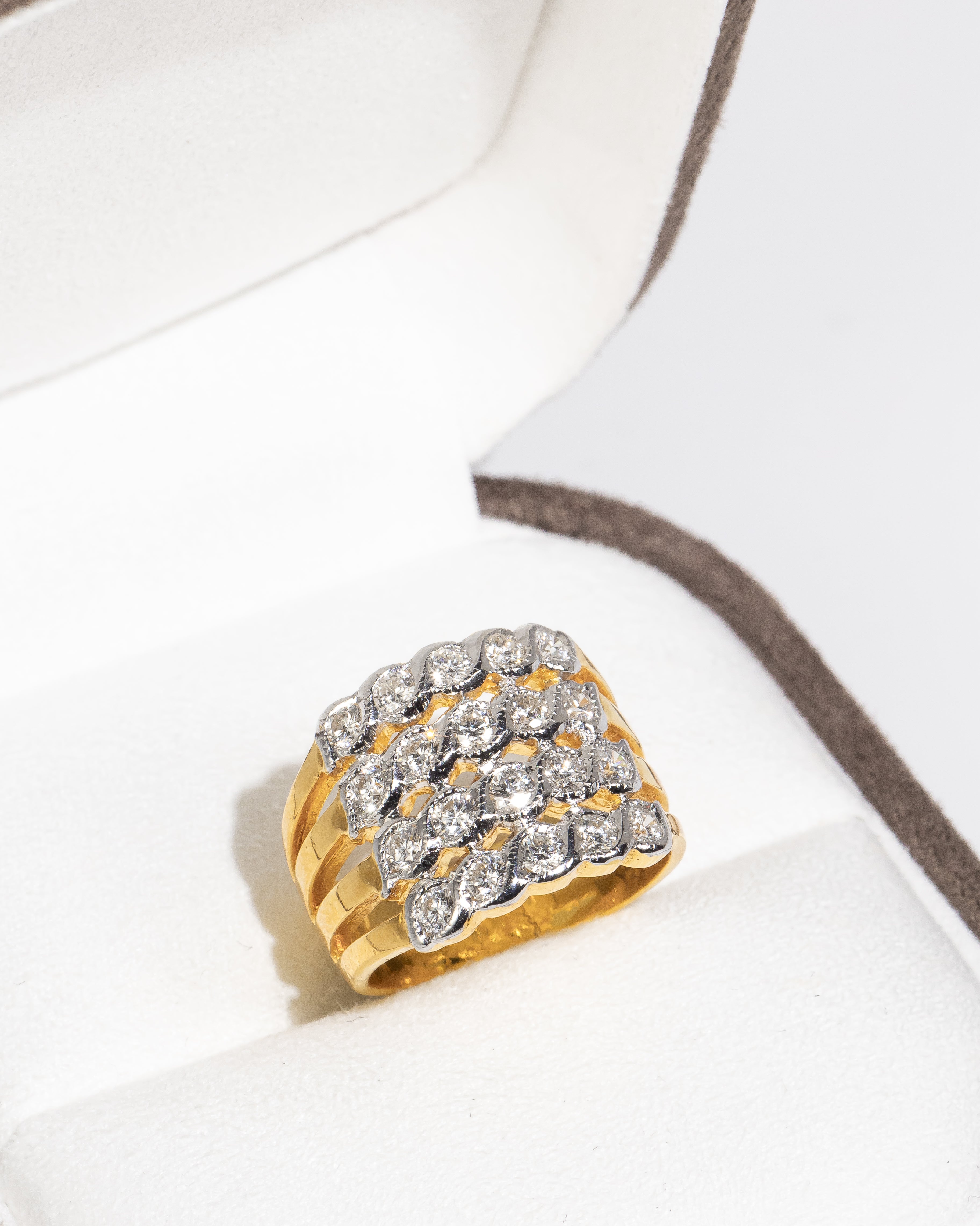 Waffle Diamond Ring
