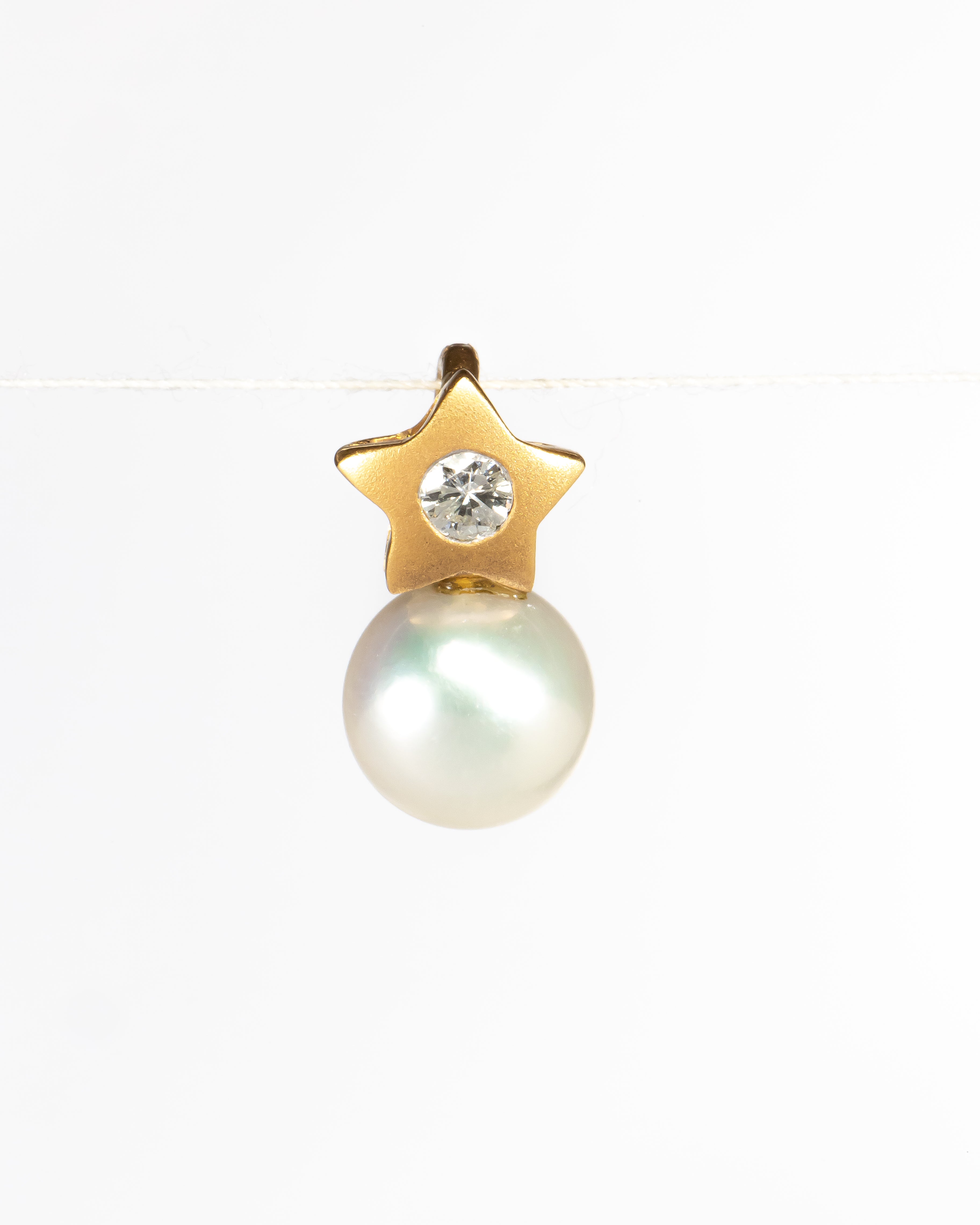 Star Diamond Pendant with Pearl Drop