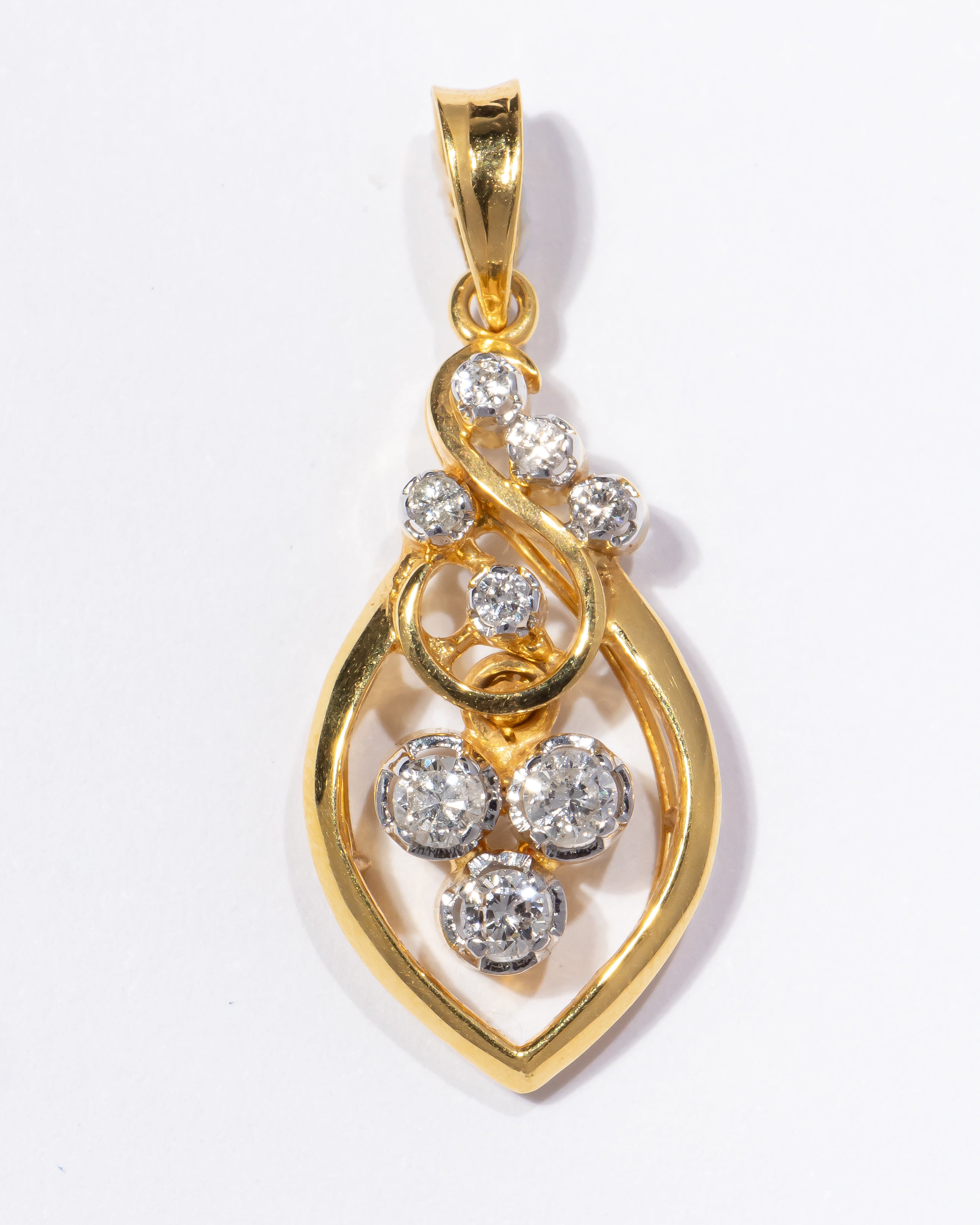 Teardrop Diamond Pendant with Gourd Motif