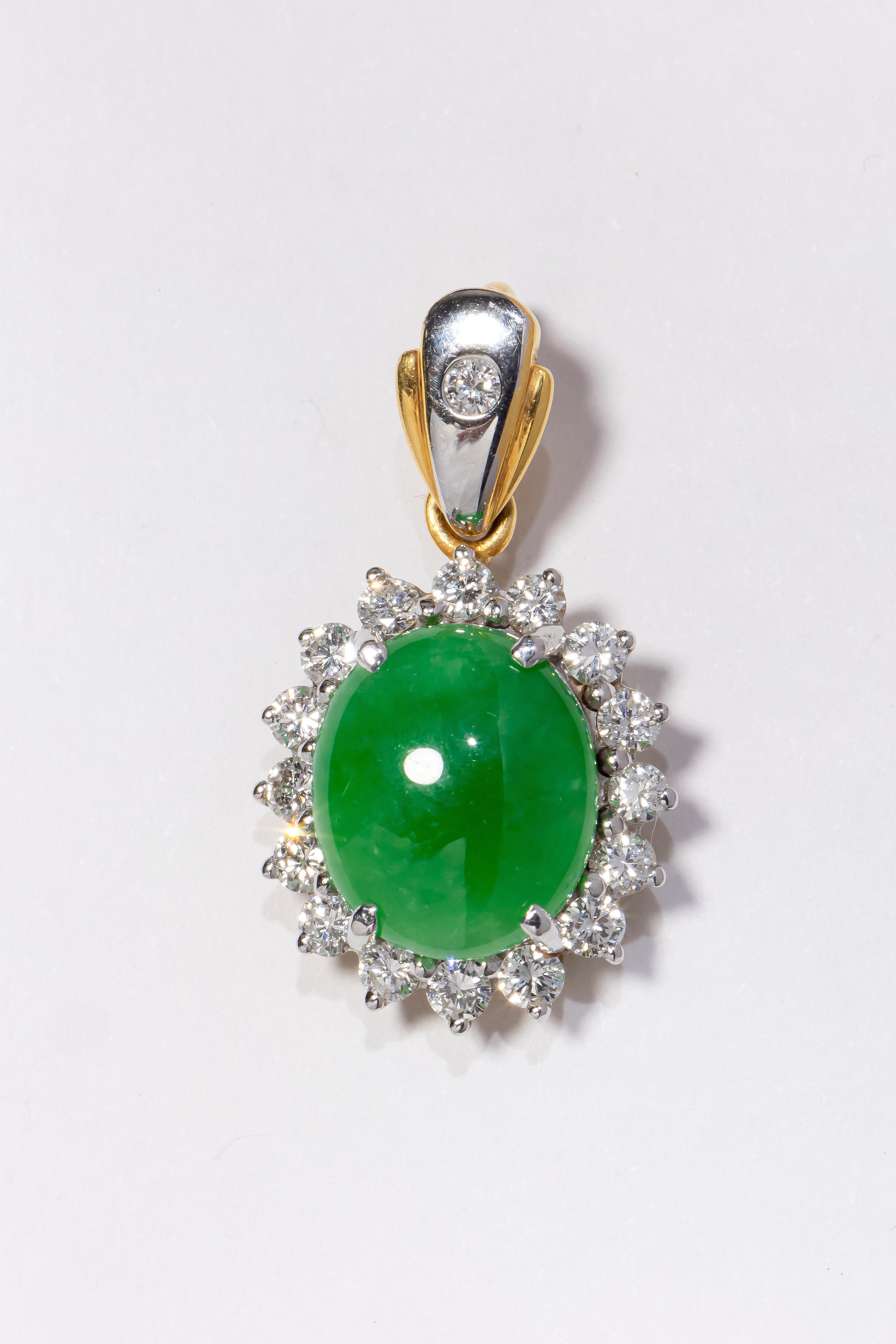 Jade Pendant with Diamond Halo