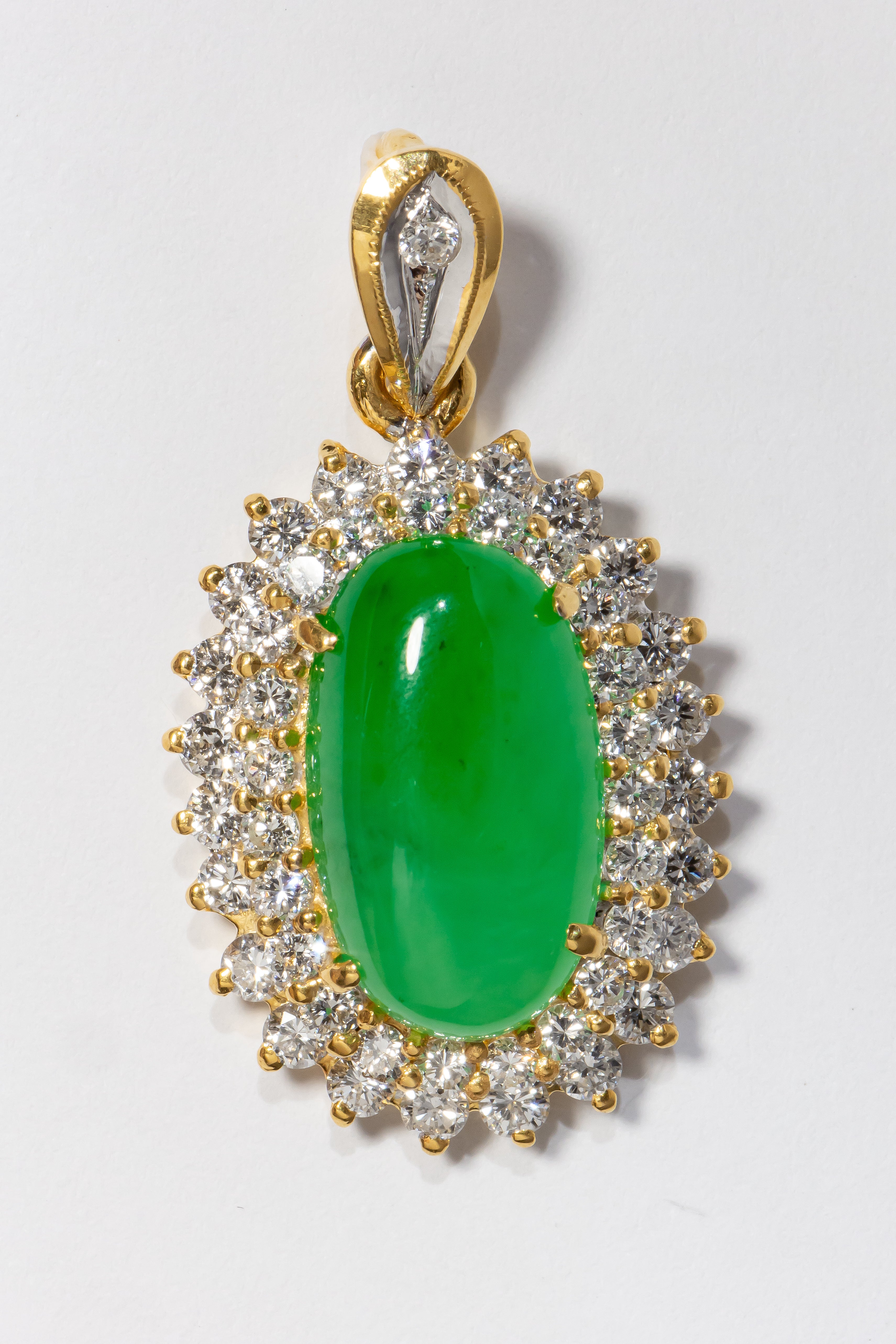 Jade & Diamond Halo Pendant
