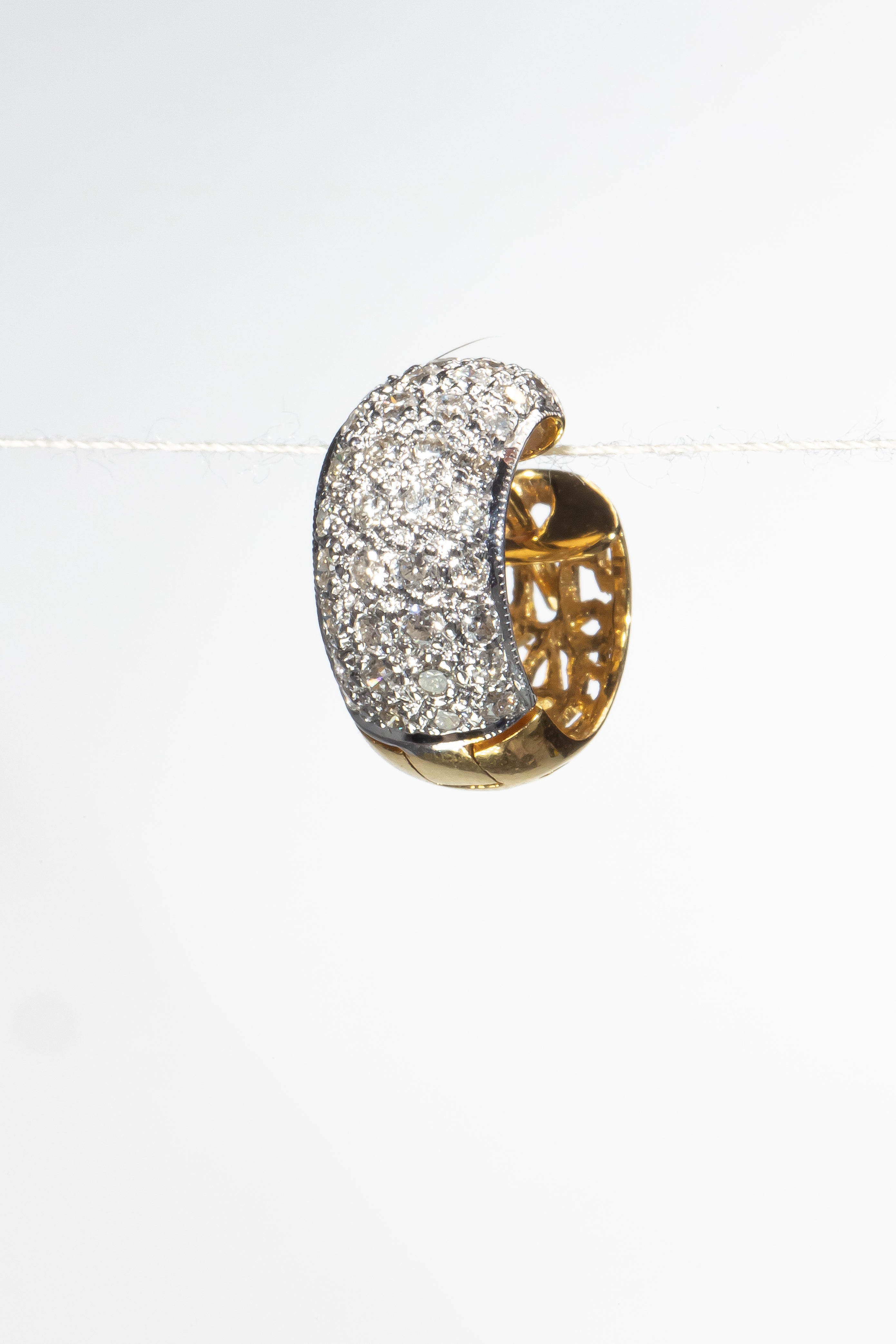 Diamond Hoop Earrings with Filigree Back
