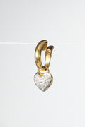 Gold Hoop Diamond Heart Earrings