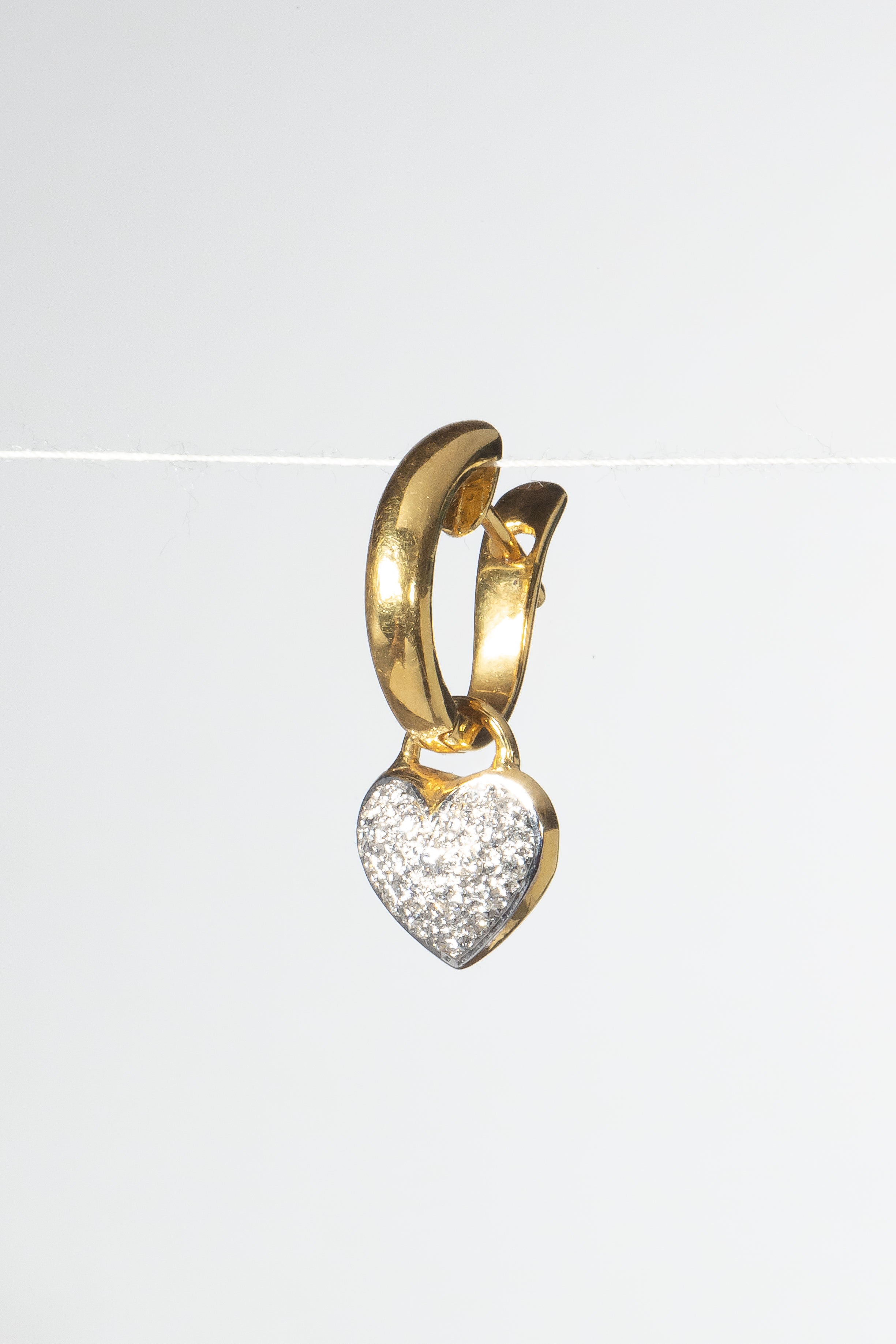 Gold Hoop Diamond Heart Earrings
