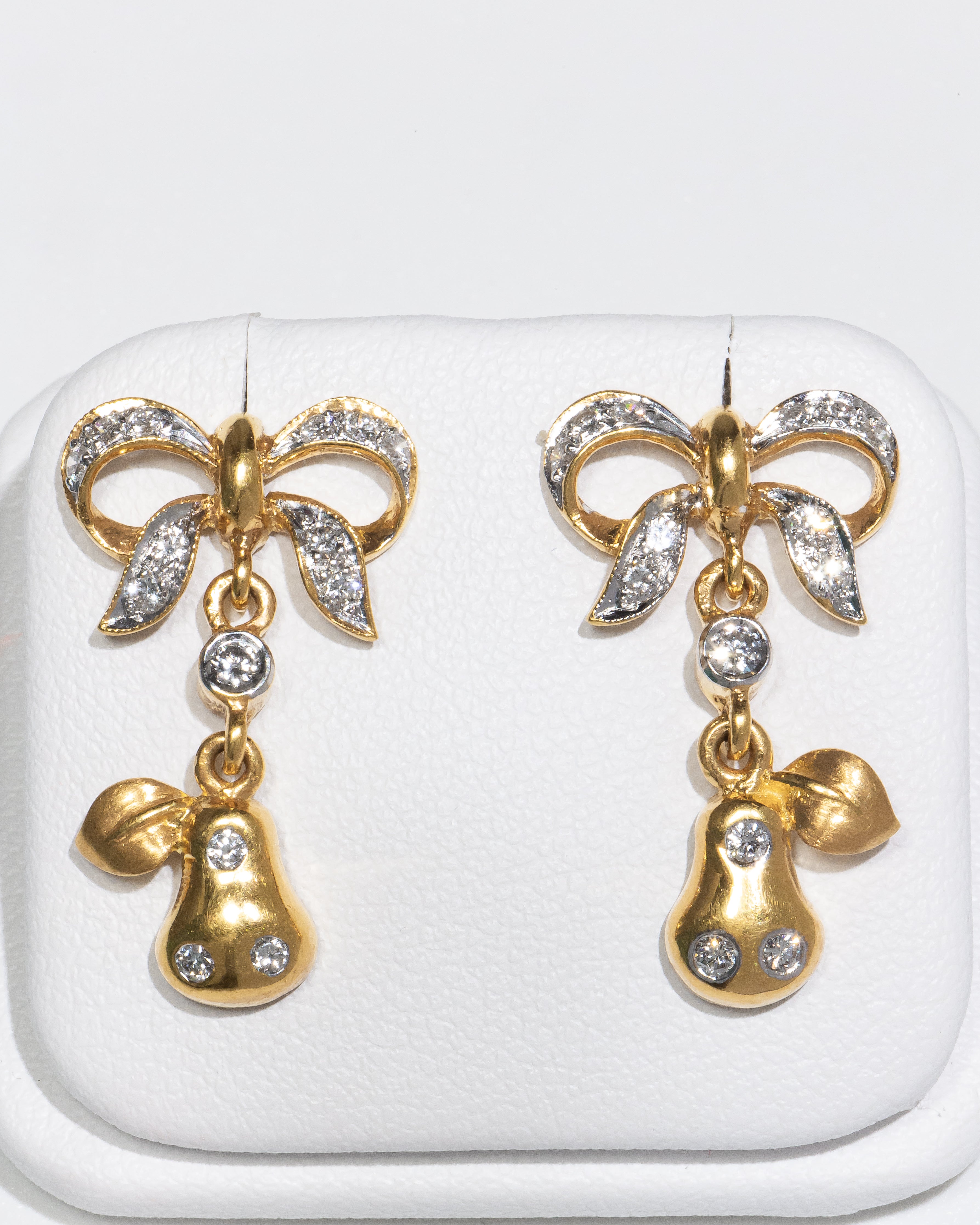 Bow Diamond Earrings with Dangling Accents