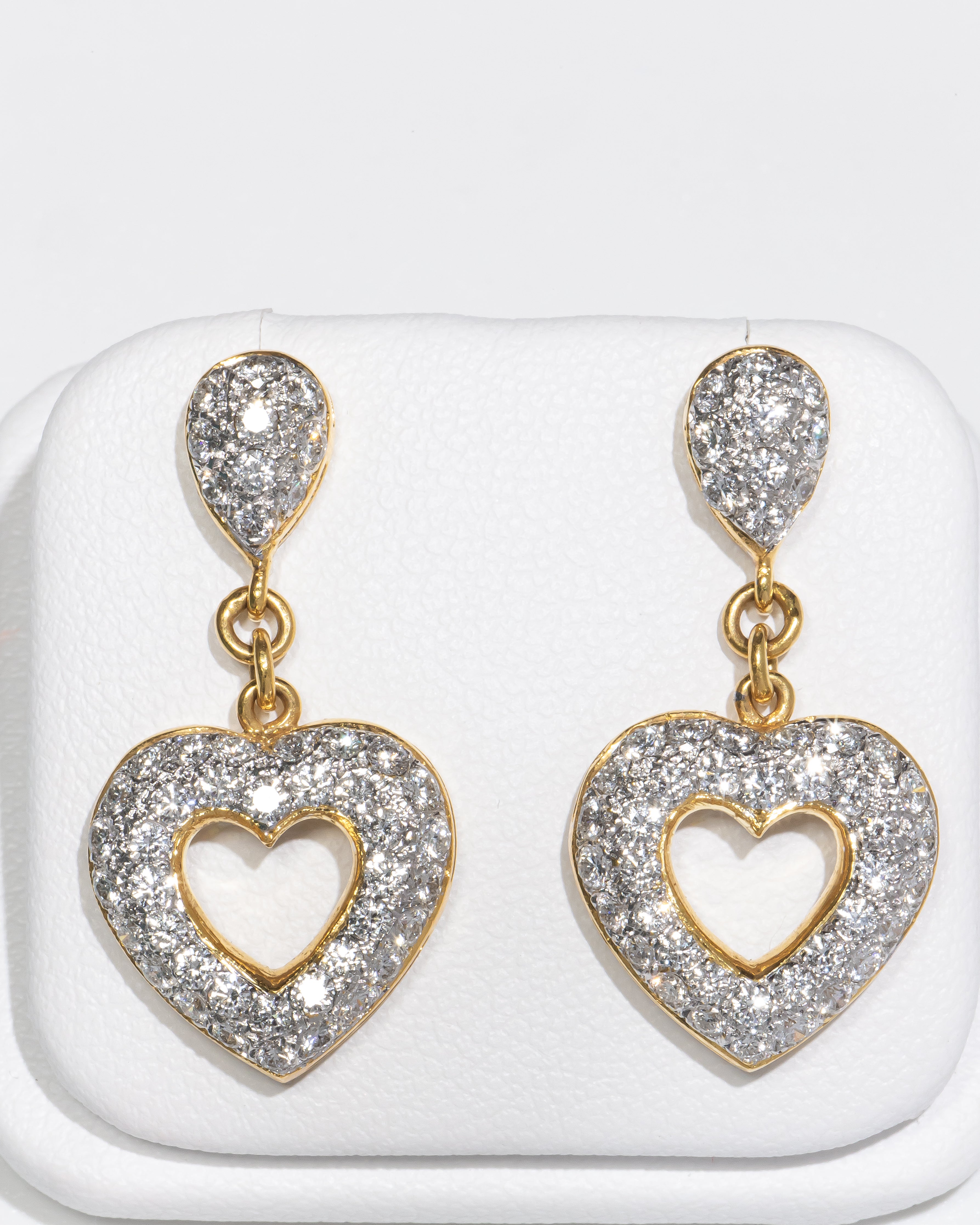 Diamond Heart Drop Earrings