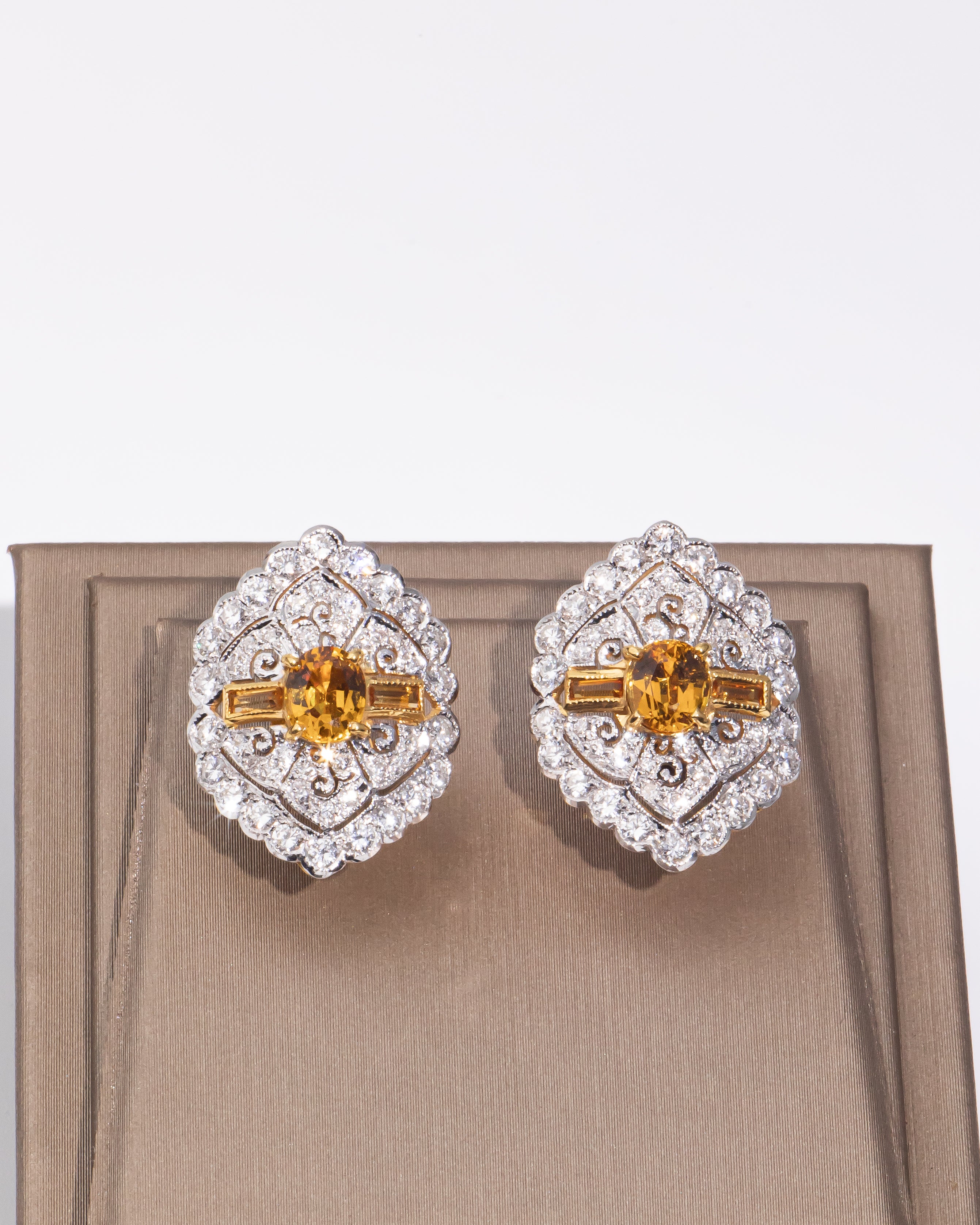 Hexagon Diamond & Gemstone Earrings