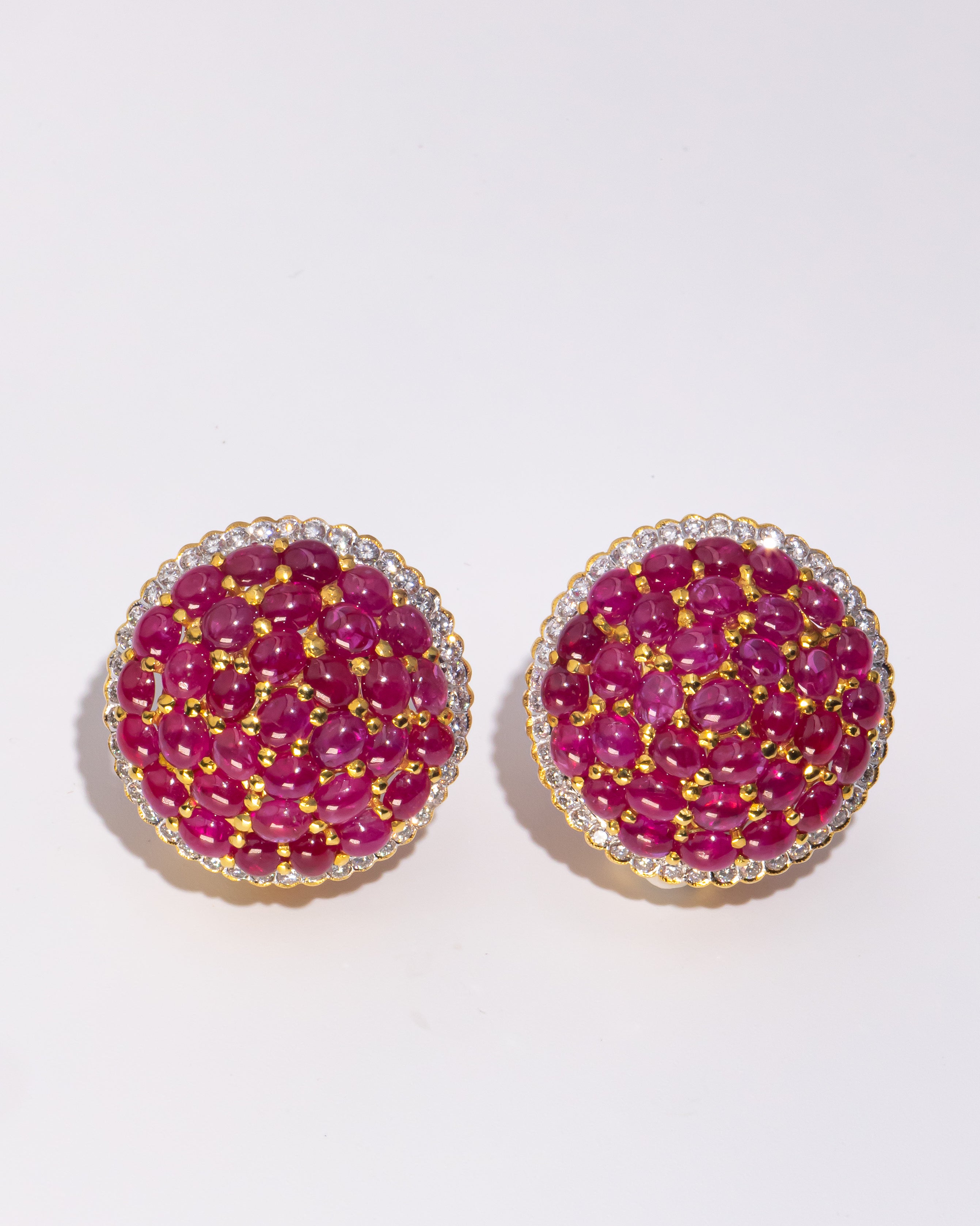 Diamond & Ruby Round Earrings