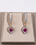 Diamond & Ruby Heart-Shaped Earrings