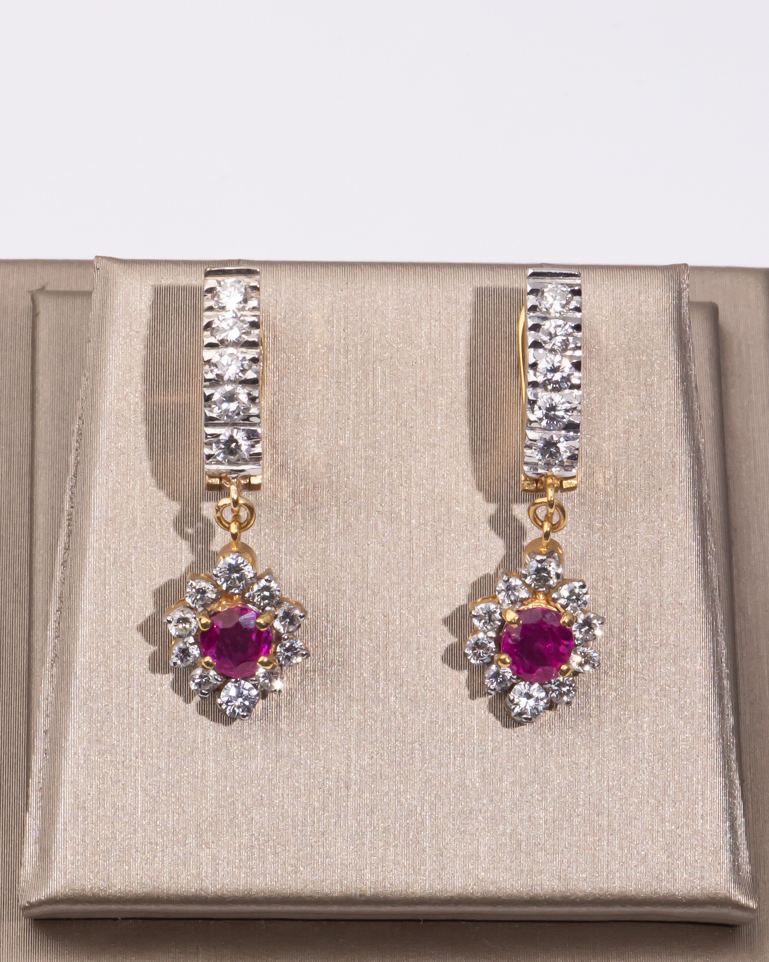 Diamond & Ruby Heart-Shaped Earrings