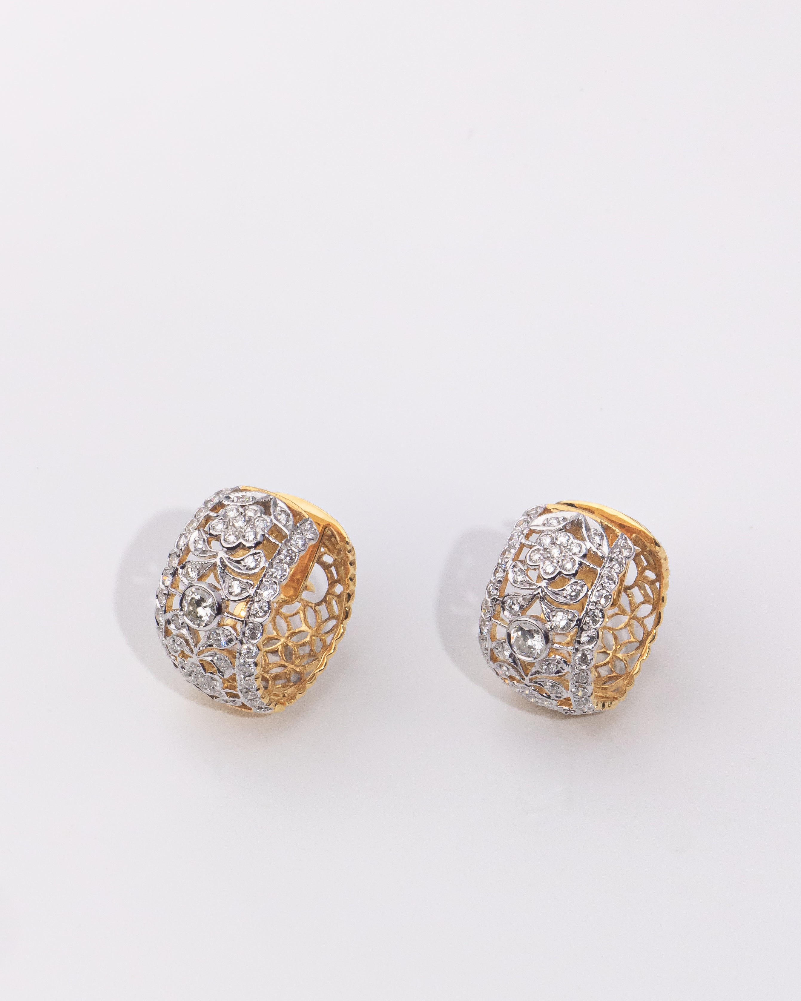 Filigree Diamond Hoop Earrings