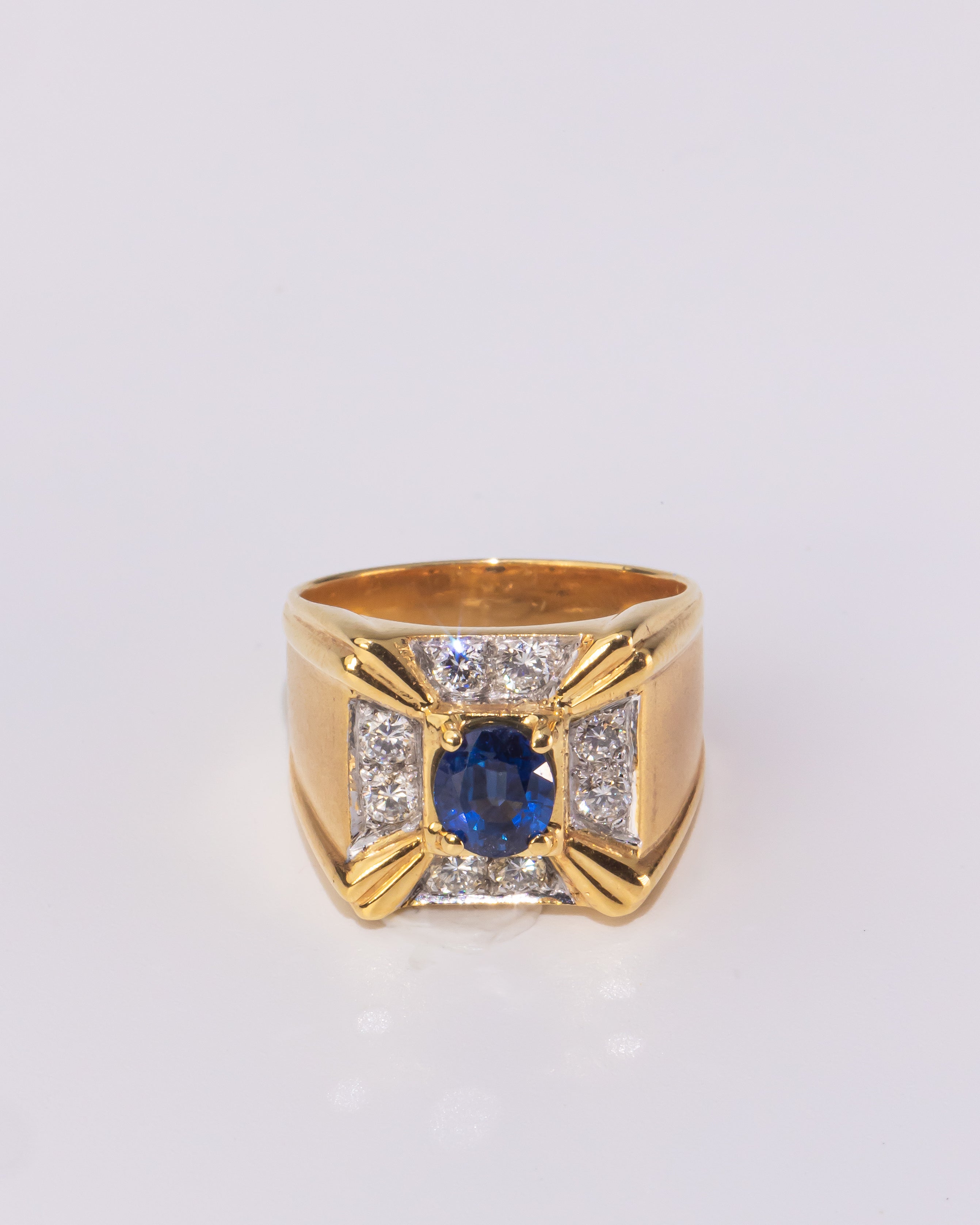 Men’s Rectangular Sapphire & Diamond Ring