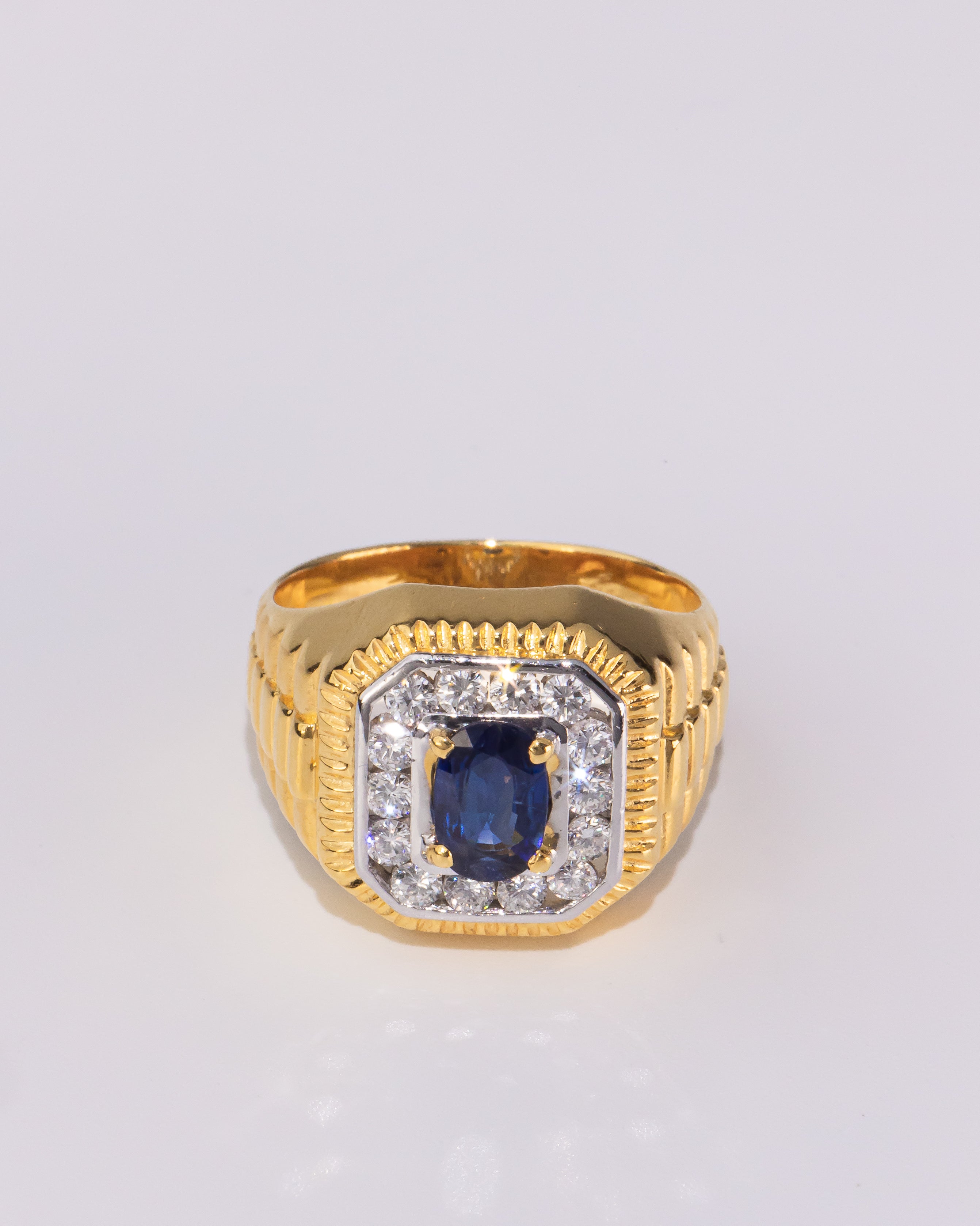 Men’s Square Sapphire & Diamond Ring