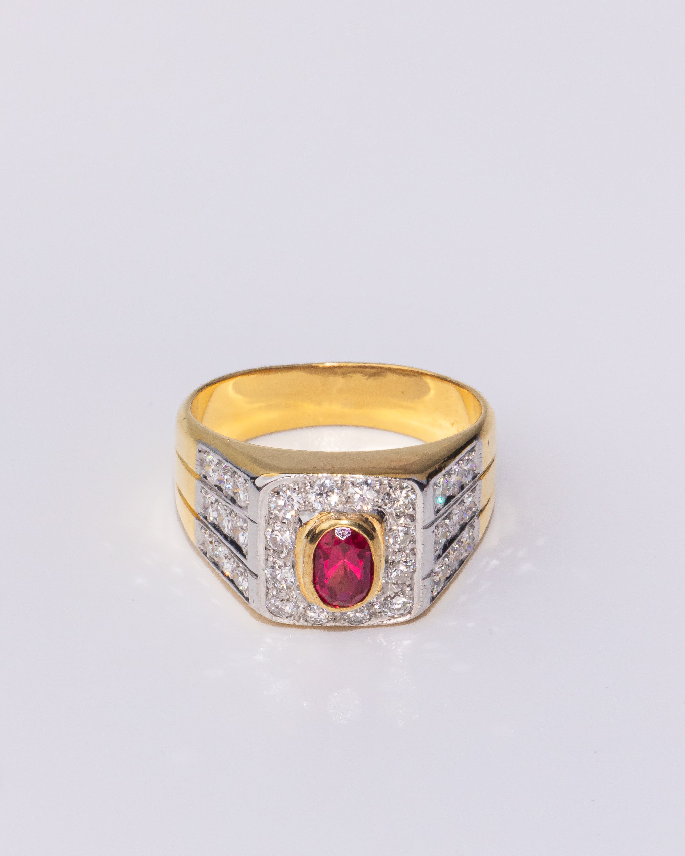 Square Ruby & Diamond Ring