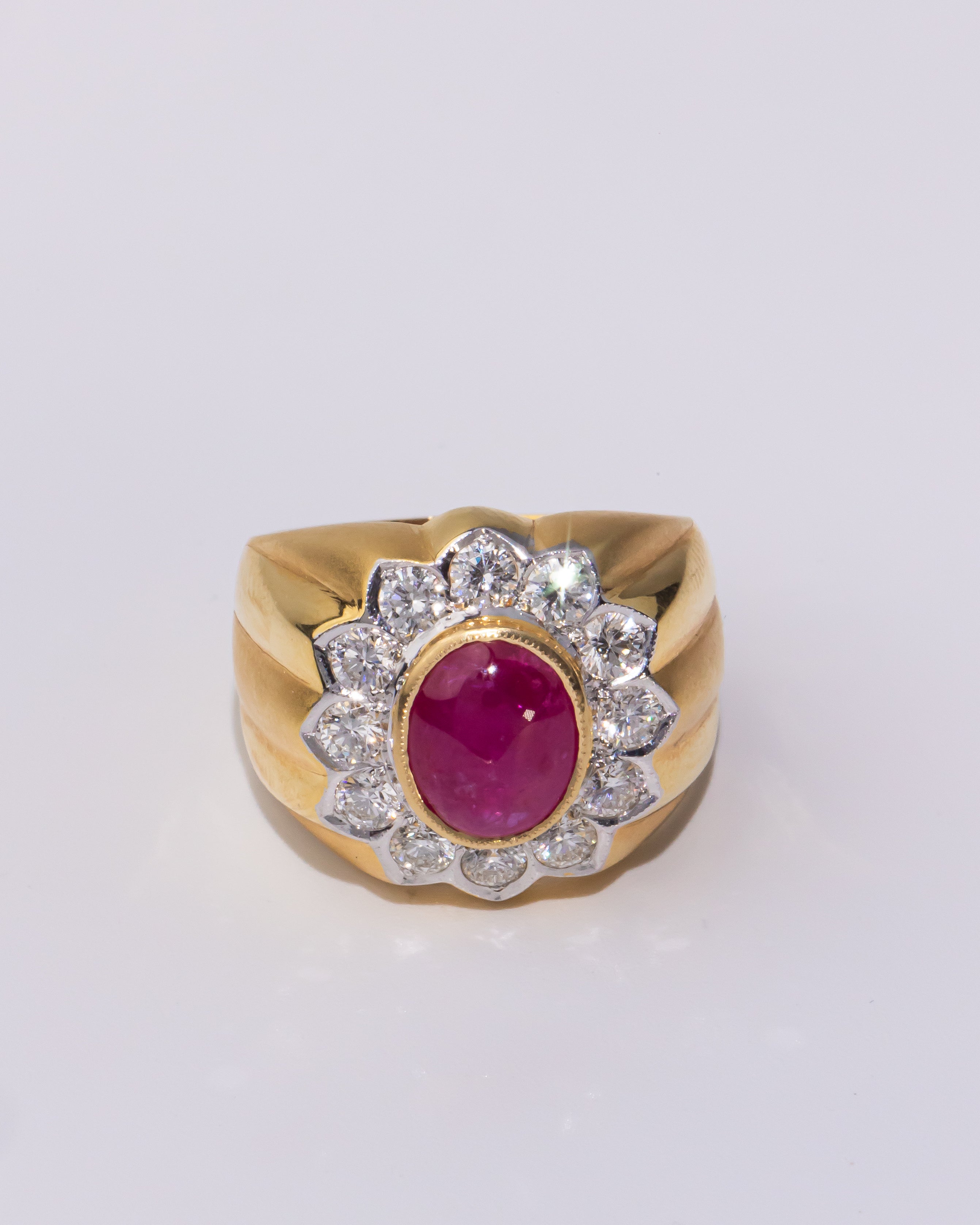 Triple R – Round Red Ruby Diamond Ring