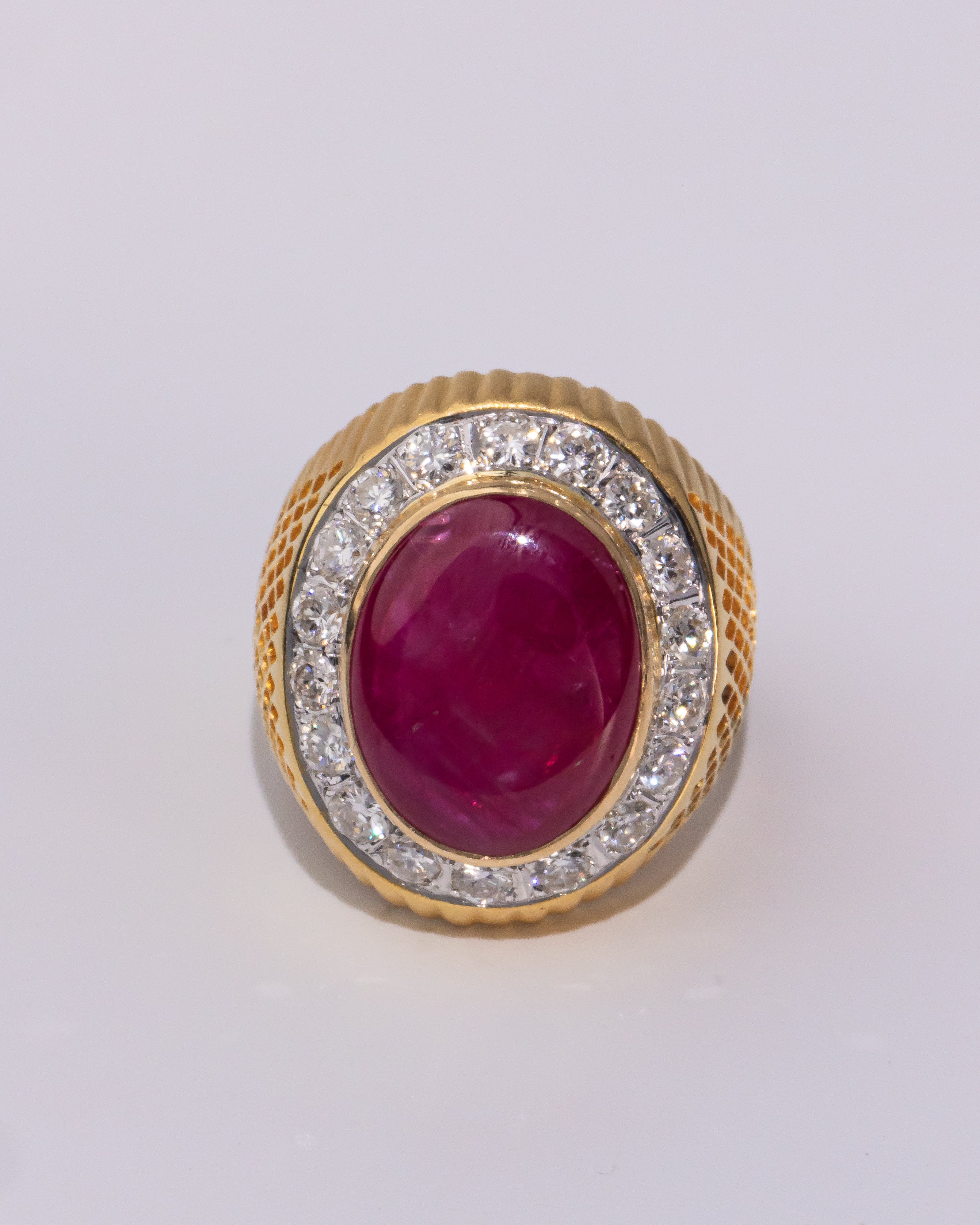 Triple R Ring – Round Red Ruby Ring